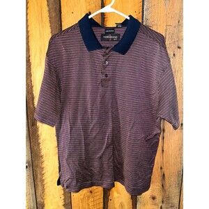 Consensus Golf Men's XL Navy/Pink Geometric Logo Polo Short Sleeve 100% Cotton